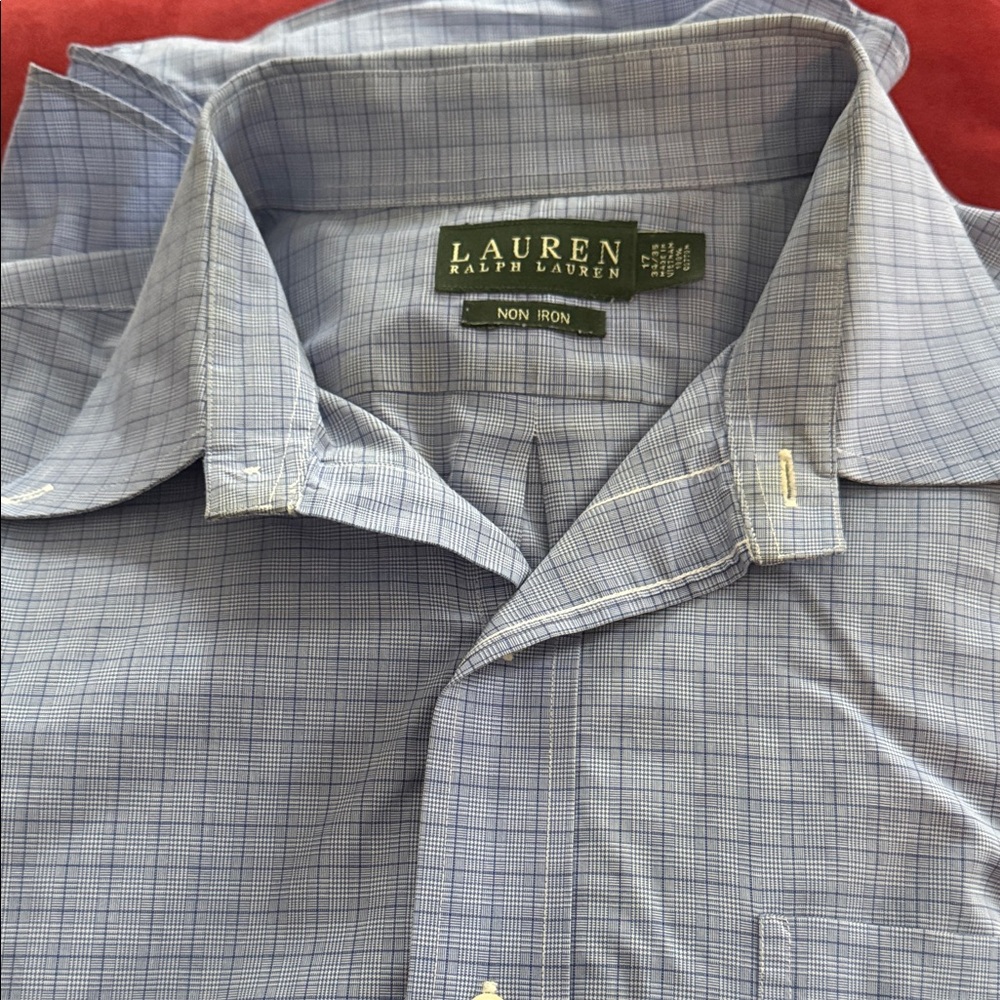 Ralph Lauren Men's Light Blue Plaid Dress Shirt